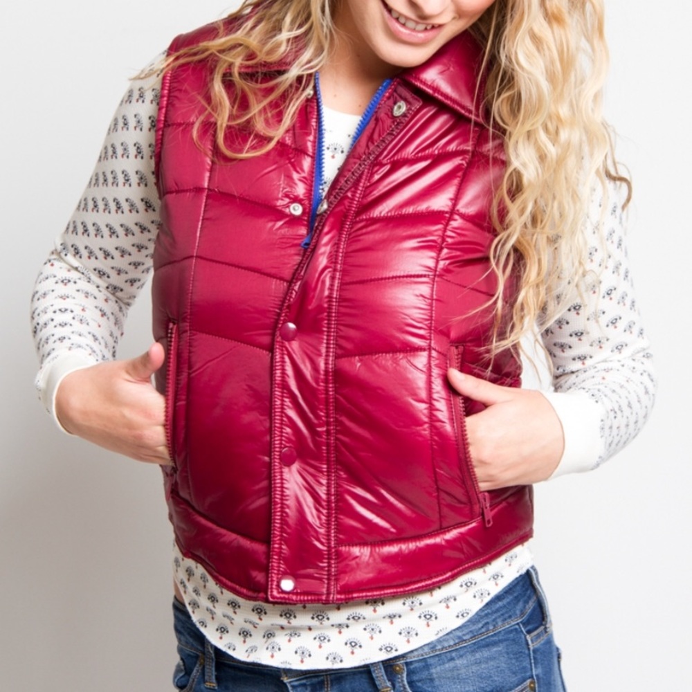 Billabong Stand By Me Quilted Maroon Puffer Vest